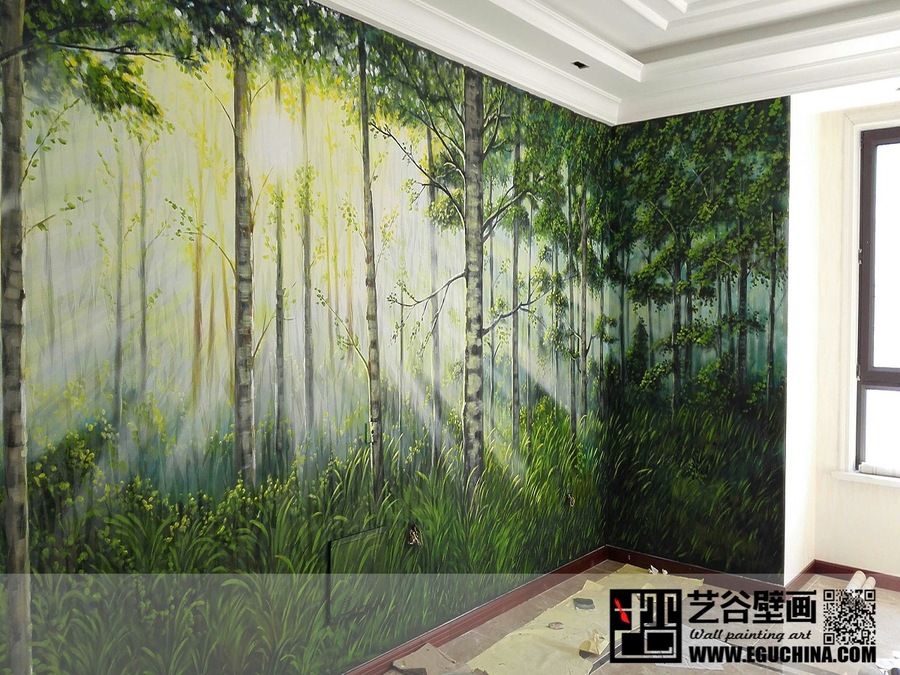 哈尔滨家装写实风景壁画